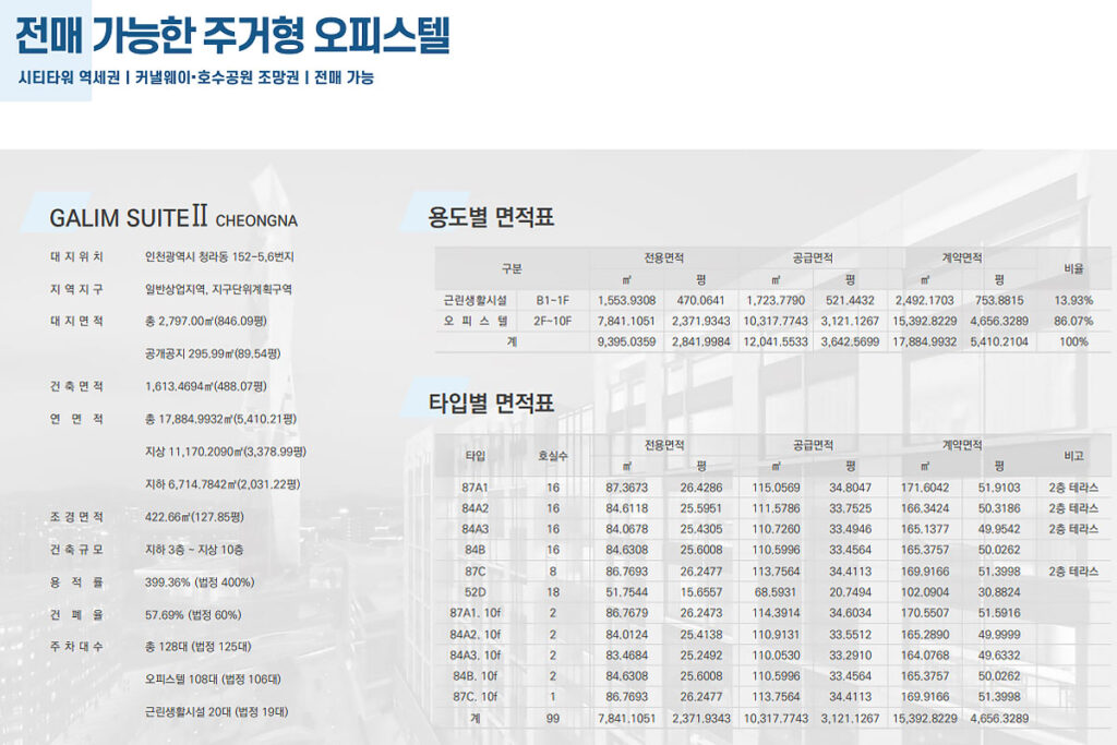 청라 가림스위트 2차 건축개요